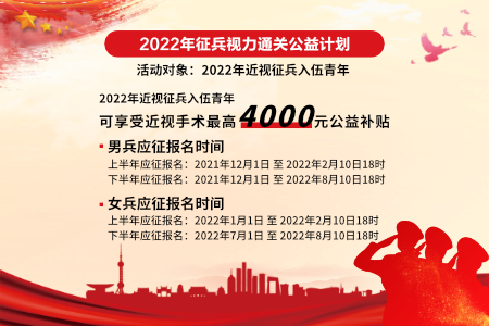 2022年近視征兵入伍手術(shù)公益補貼公告！